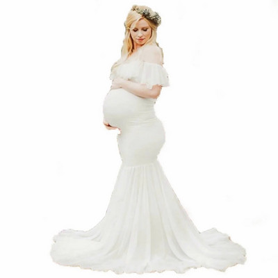 Grūtnieču kleitas fotogrāfiju rekvizīti, gara kleita grūtniecēm bez pleciem grūtniecēm Maxi Gown Baby Showers Fotosesija 2023