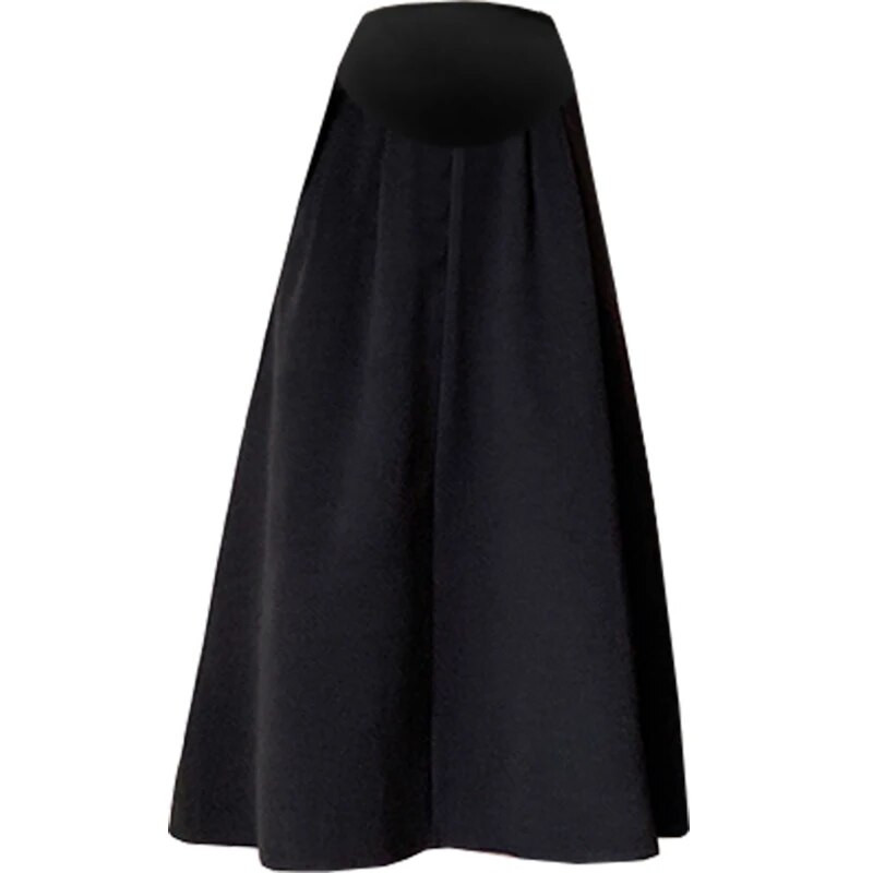 Melnā kafija Modes Grūtnieču vēdera svārki ar augstu vidukli Grūtniecība Empired Svārki Gari, brīvi Grūtnieces A-Line Lietussarga svārki