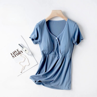 Zīdīšanas tops ar īsām piedurknēm Modes T-krekls ar puspiedurknēm grūtniecēm pidžamas vasaras plānā tīra kokvilna