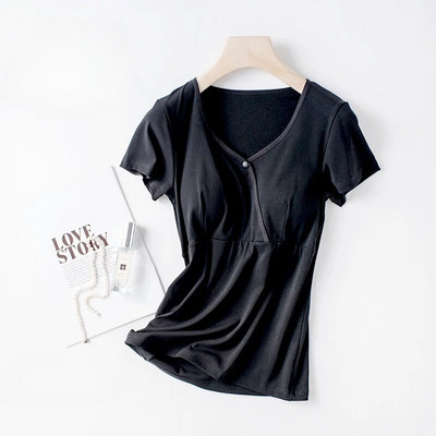 Zīdīšanas tops ar īsām piedurknēm Modes T-krekls ar puspiedurknēm grūtniecēm pidžamas vasaras plānā tīra kokvilna