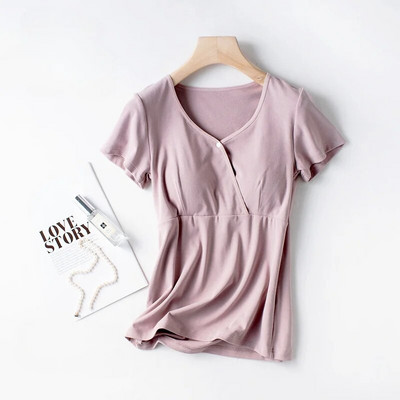 Zīdīšanas tops ar īsām piedurknēm Modes T-krekls ar puspiedurknēm grūtniecēm pidžamas vasaras plānā tīra kokvilna
