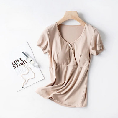 Zīdīšanas tops ar īsām piedurknēm Modes T-krekls ar puspiedurknēm grūtniecēm pidžamas vasaras plānā tīra kokvilna