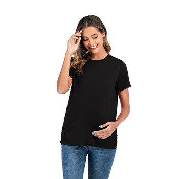Δημοφιλές κορυφαίο καλοκαιρινό μπλουζάκι για έγκυες γυναίκες Νέα μόδα, χαλαρό κοντομάνικο γυναικών εγκυμοσύνης μονόχρωμο μπλουζάκι casual