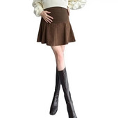 2023. gada Preppy Style grūtnieču vēdera svārki Modes ar augstu vidukļa svārki grūtniecēm lietussargsvārki Biroja dāmu eleganti mini A līnijas svārki