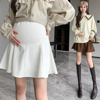 2023 Preppy Style Коремни поли за бременни Модни пола с чадър за бременни с висока талия Офис дами Елегантни мини A-силует поли