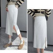 Grūtniecēm Zīmuļu svārki ar augstu vidukli uz sāniem sadalīti grūtnieču taisni svārki vienkrāsaini grūtniecēm vilnas svārki adāmām drēbēm