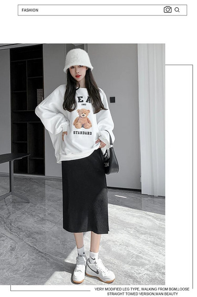 Grūtniecēm Zīmuļu svārki ar augstu vidukli uz sāniem sadalīti grūtnieču taisni svārki vienkrāsaini grūtniecēm vilnas svārki adāmām drēbēm