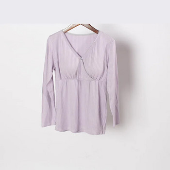 Ρούχα εγκυμοσύνης Πουκάμισα για εγκύους Modal Nightdress Breastfeeding Ενδύματα σπιτιού για μονόχρωμο νυχτικό Πιτζάμες Νοσηλευτικές μπλούζες