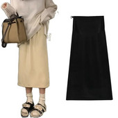 Talvine rasedate naiste A-line seelik sametist reguleeritava vöökohaga, seljaosa lõhestatud mood, rasedate kõhuseelikud Paks soe must beež