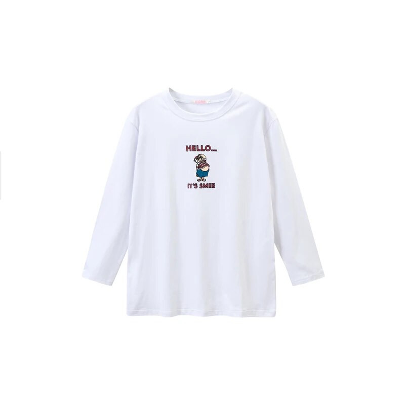 Proljetna jednostavna majica dugih rukava s printom Bijela pamučna odjeća za trudnice Odjeća za trudnice 8590