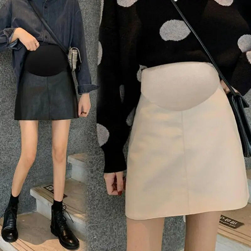 Plisirane PU suknje za trudnice 2023. Jesen Zima Elegantna uska donja odjeća A kroja za trudnice Moda vruća trudnica
