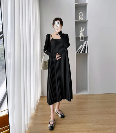 Ruhák terhes baba zuhanyozáshoz 2023 Középhosszú hastakaró kismama ruha Női ruházat Korea Stílusos hosszú terhességi ruha