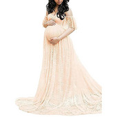 Női terhes fényképezés ruhák váll nélküli V-nyakú nagy lengő ruhák női kismama csipkeköpenyek