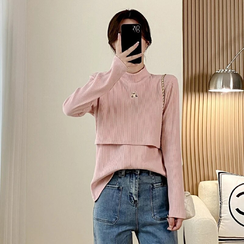 Grūtniecēm pēcdzemdību izšūšana, sabiezināts pavediens ar krūšu spilventiņu T-krekls zīdīšanas apģērbs 9191