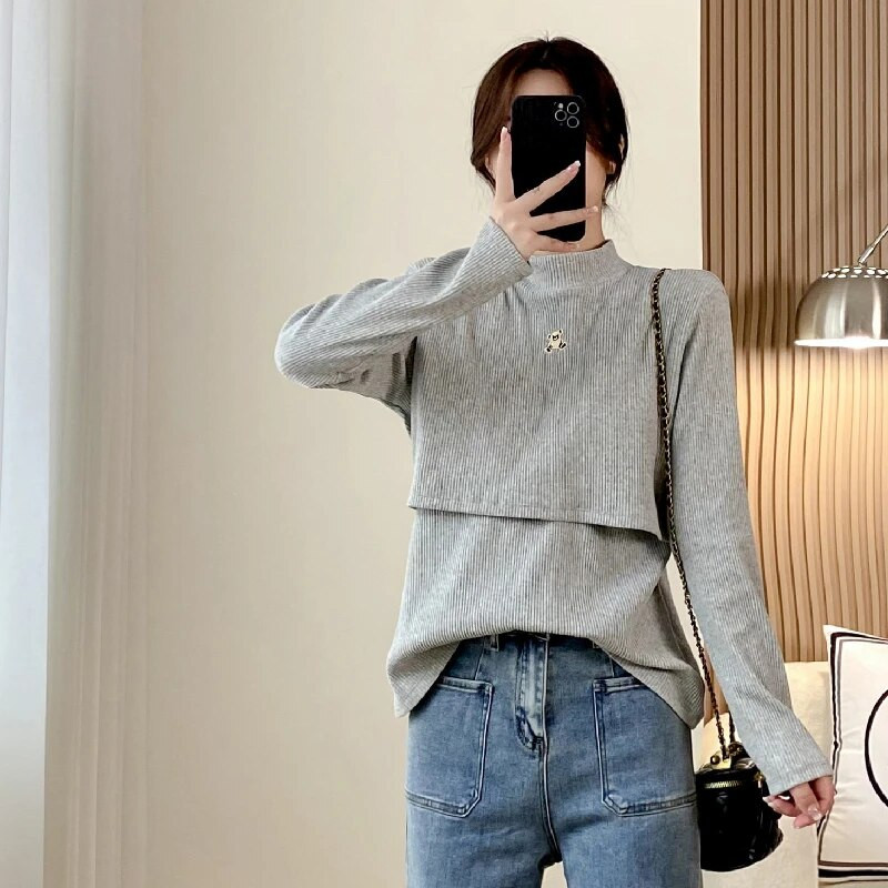 Grūtniecēm pēcdzemdību izšūšana, sabiezināts pavediens ar krūšu spilventiņu T-krekls zīdīšanas apģērbs 9191