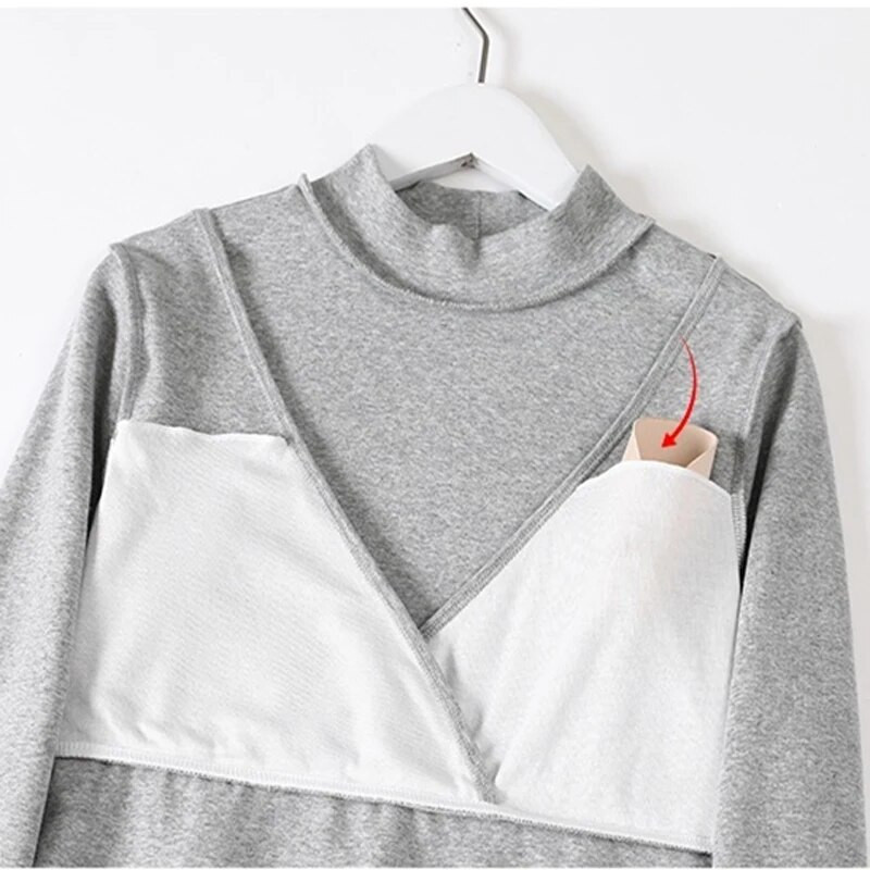 Grūtniecēm pēcdzemdību izšūšana, sabiezināts pavediens ar krūšu spilventiņu T-krekls zīdīšanas apģērbs 9191