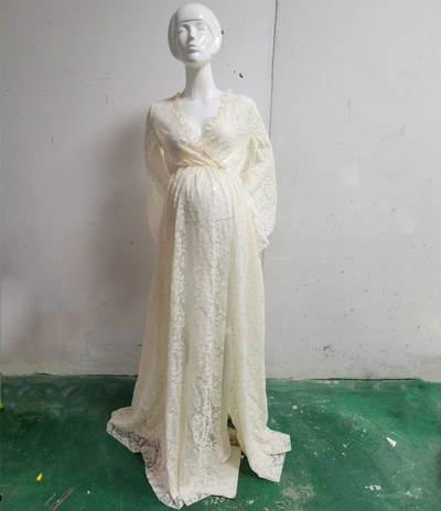 Grūtnieču mežģīņu kleita Grūtniecības fotosesijas kleita ar garām piedurknēm Seksīga kleita grūtniecēm Fotografēšana Apģērbi Modes Moving Kleita