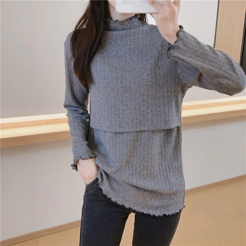 Grūtnieču topi grūtniecēm Barošana T-krekls Grūtnieču apģērbs Pavasaris Rudens 2228