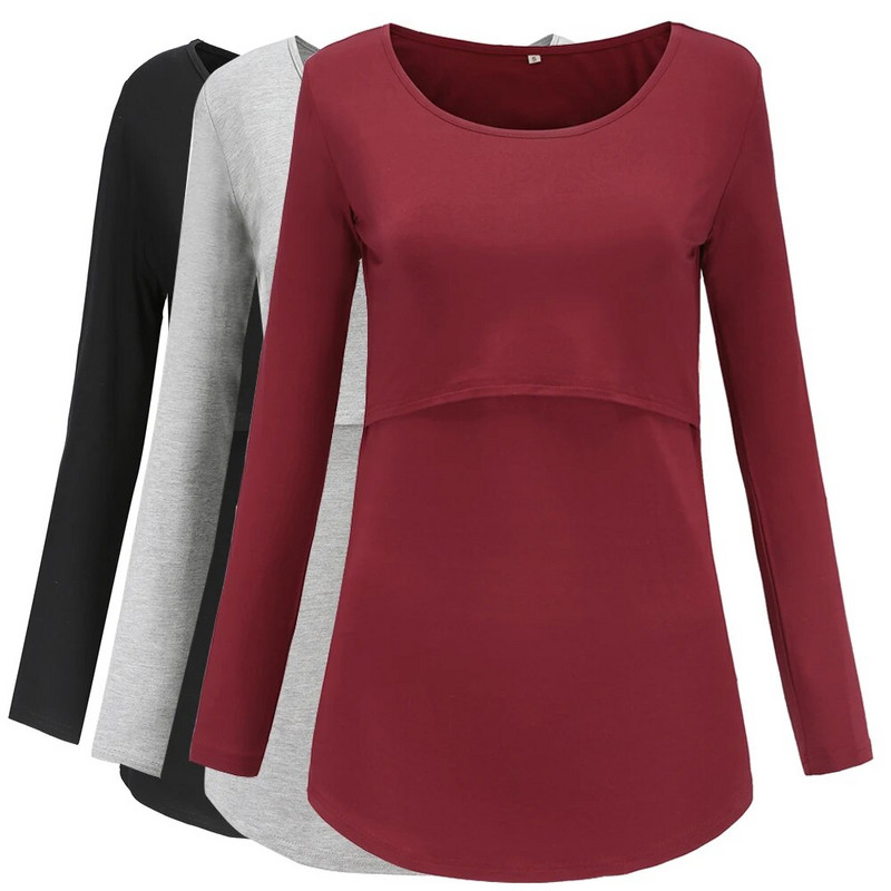 QU Gornja odjeća za dojenje Ležerna majica za trudnice Ženska odjeća za trudnice u velikim veličinama M-2XL Jesen Zima