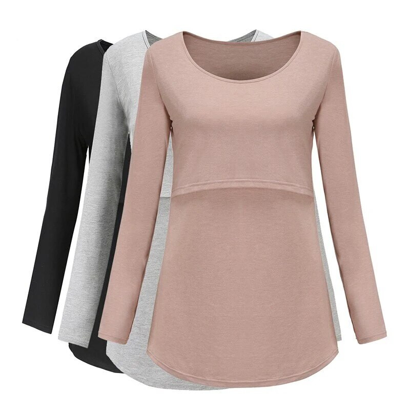 QU Gornja odjeća za dojenje Ležerna majica za trudnice Ženska odjeća za trudnice u velikim veličinama M-2XL Jesen Zima