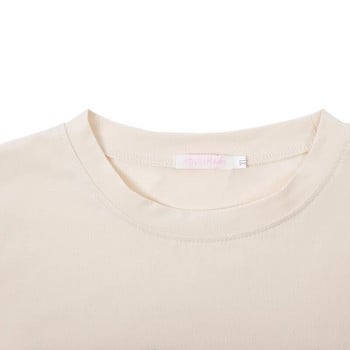 Есенна тениска със средна дължина и дълги ръкави Бежова тениска за хранене Горнище на дрехи за бременни 8579