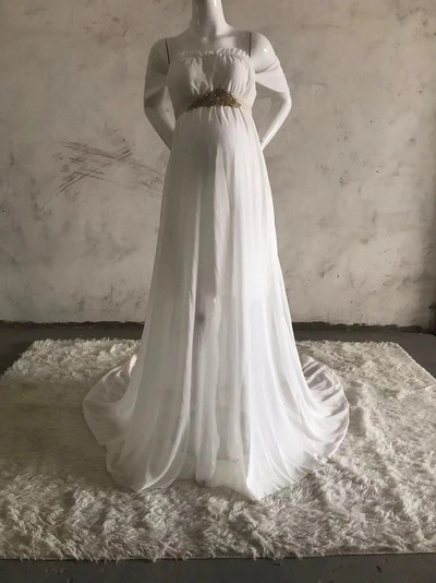 Trudničke haljine za fotografiranje Žene Trudnice Rekviziti za trudničku fotografiju Jednobojna haljina s volanima s otvorenim ramenima Jednobojna haljina za trudnice