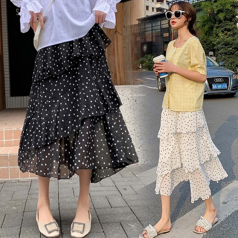 Jauni vasaras grūtnieču šifona kūku svārki Regulējami vēdersvārki Apģērbi grūtniecēm Print Sieviešu svārki grūtnieču drēbes