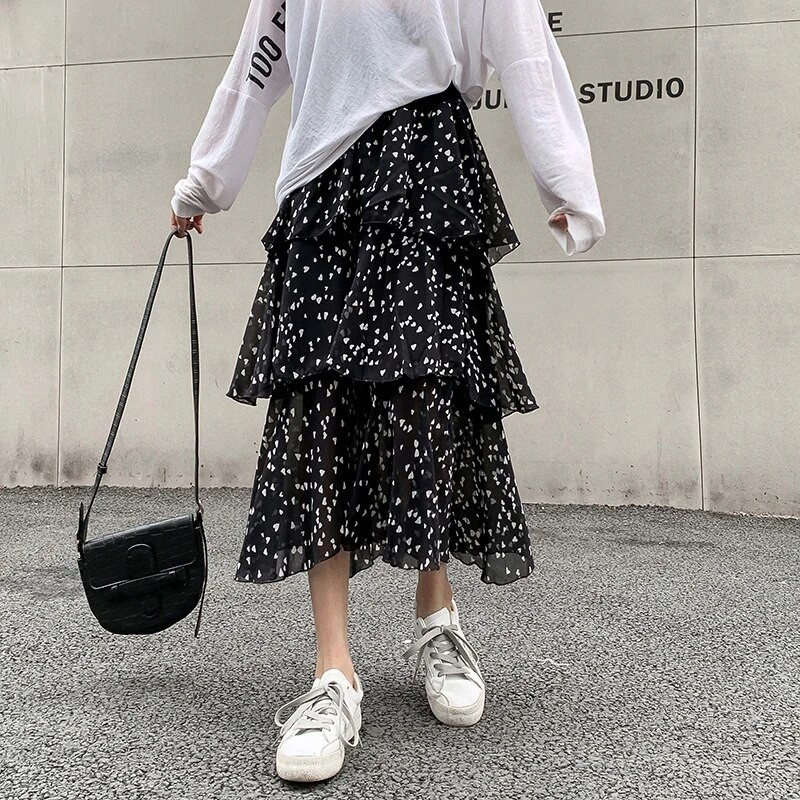 Jauni vasaras grūtnieču šifona kūku svārki Regulējami vēdersvārki Apģērbi grūtniecēm Print Sieviešu svārki grūtnieču drēbes