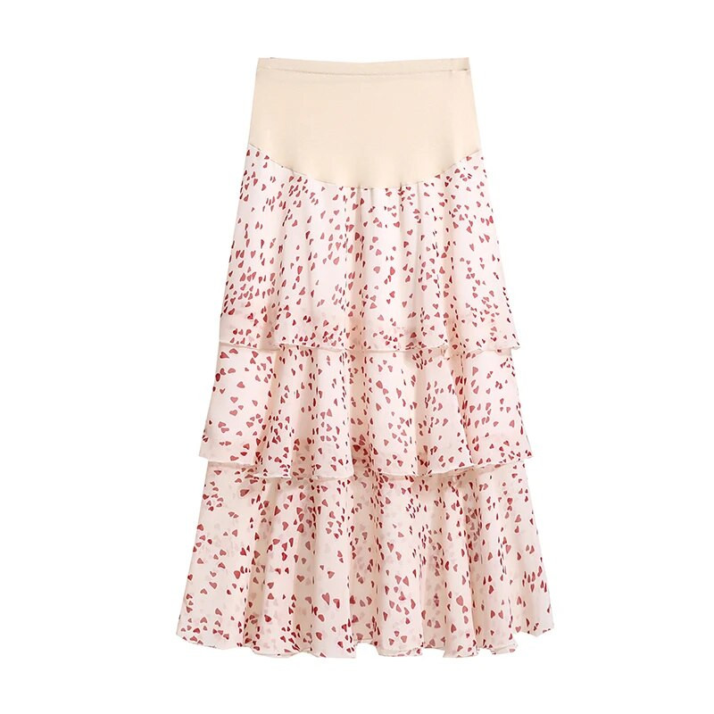 Jauni vasaras grūtnieču šifona kūku svārki Regulējami vēdersvārki Apģērbi grūtniecēm Print Sieviešu svārki grūtnieču drēbes