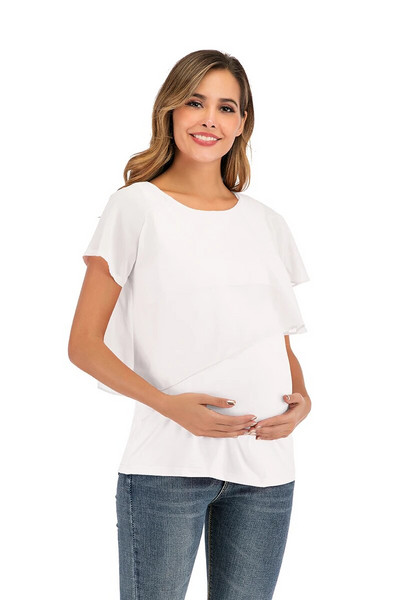 Ljetne ženske majice s volanima za trudnice i dojilje Ženska dvoslojna bluza bez rukava za trudnice i dojilje.