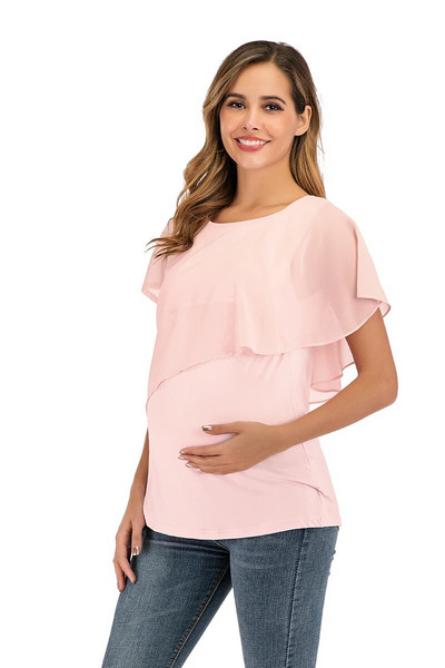 Ljetne ženske majice s volanima za trudnice i dojilje Ženska dvoslojna bluza bez rukava za trudnice i dojilje.