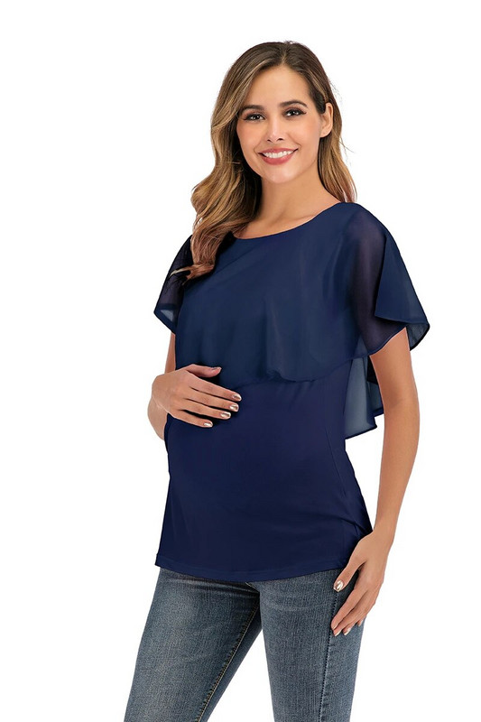 Ljetne ženske majice s volanima za trudnice i dojilje Ženska dvoslojna bluza bez rukava za trudnice i dojilje.