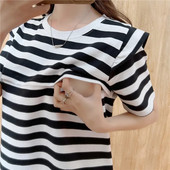 Trudnička odjeća s prugama s naboranim rukavima Majica za dojenje za trudnice Odjeća za dojenje Odjeća za trudnice 9227