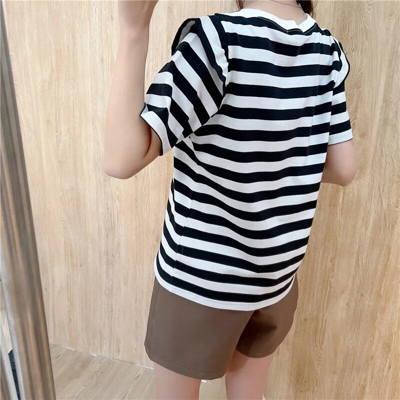 Trudnička odjeća s prugama s naboranim rukavima Majica za dojenje za trudnice Odjeća za dojenje Odjeća za trudnice 9227