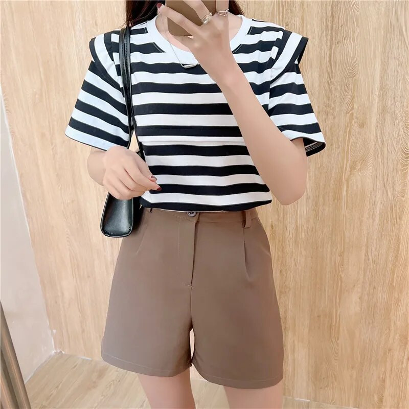 Trudnička odjeća s prugama s naboranim rukavima Majica za dojenje za trudnice Odjeća za dojenje Odjeća za trudnice 9227