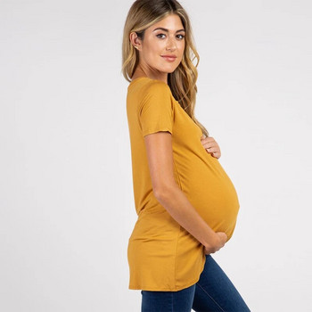 Καλοκαιρινά ρούχα εγκυμοσύνης Μασίφ κοντομάνικο μπλουζάκια με λαιμόκοψη Ο Μπλουζάκια εγκυμοσύνης για έγκυες γυναίκες Φορέματα εγκυμοσύνης σε συν μέγεθος casual