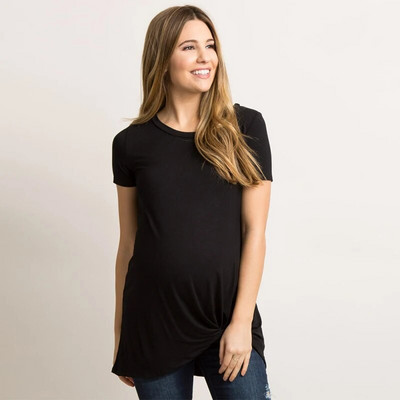 Vasaras drēbes grūtniecēm O-veida kakla vienkrāsains ar īsām piedurknēm T-krekli grūtnieču topi grūtniecēm Liela izmēra grūtnieču kleitas ikdienišķas