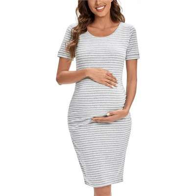 Liu&Qu trudničke haljine Body Ruched Trudnic Dress Bodycon Haljina za trudnice kratkih rukava s omotom za bebe Svakodnevno nošenje