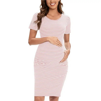 Liu&Qu trudničke haljine Body Ruched Trudnic Dress Bodycon Haljina za trudnice kratkih rukava s omotom za bebe Svakodnevno nošenje