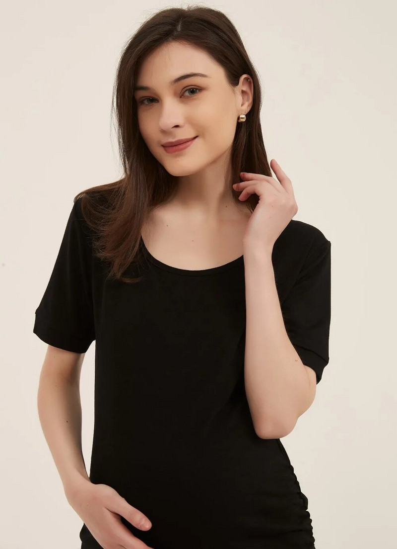 Liu&Qu trudničke haljine Body Ruched Trudnic Dress Bodycon Haljina za trudnice kratkih rukava s omotom za bebe Svakodnevno nošenje