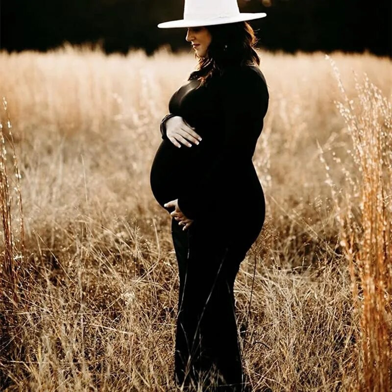 Fotografiranje za trudnice Haljina s dolčevitom Fotografiranje Trudničke žene Bodycon Maxi duge haljine Odjeća za trudnice