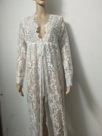 Ženska prednja duga dugačka haljina od čipke za trudnice Haljina za trudnice Rekvizit za fotografiranje Pogledajte fotografiranje kroz haljinu