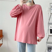 Lihtsad ühevärvilised laternavarrukad Pikad varrukad Beebi T-särk Imetavad asjad rasedatele Rasedatele Riided 9152