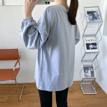 Απλά μονόχρωμα μανίκια φαναράκια μακρυμάνικα βρεφικό μπλουζάκι Θηλασμός για έγκυες γυναίκες Ρούχα εγκυμοσύνης 9152