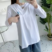 Top majica dugih rukava s ljubavnim printom Bluza s O-izrezom Pamuk Odjeća za dojenje Odjeća za trudnice 8562