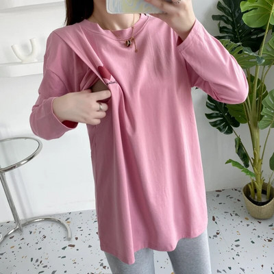 Top majica dugih rukava s ljubavnim printom Bluza s O-izrezom Pamuk Odjeća za dojenje Odjeća za trudnice 8562