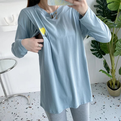 Top majica dugih rukava s ljubavnim printom Bluza s O-izrezom Pamuk Odjeća za dojenje Odjeća za trudnice 8562