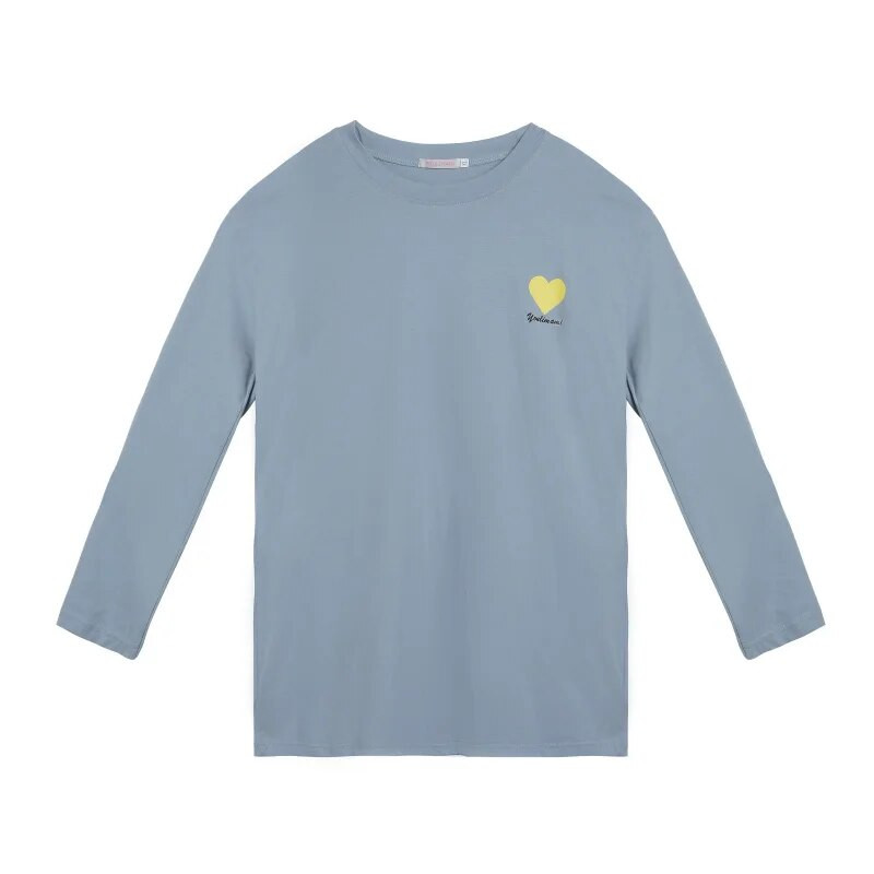 Top majica dugih rukava s ljubavnim printom Bluza s O-izrezom Pamuk Odjeća za dojenje Odjeća za trudnice 8562