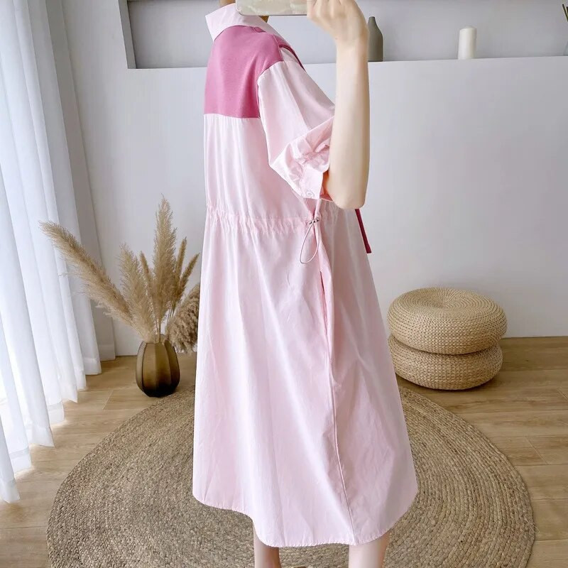 Haljina za trudnice Ljetna korejska odjeća A kroja za trudnice Chic Haljina košulja Trudnički lažni plašt od dva dijela Slatka slatka haljina
