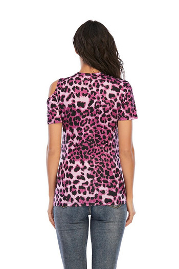 Нова дамска тениска с къси ръкави с леопардов принт в европейски и американски стил за бременни жени с голям размер мода и обратно